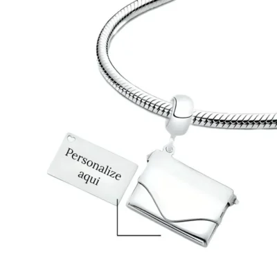Berloque envelope relicário personalizável Prata 925