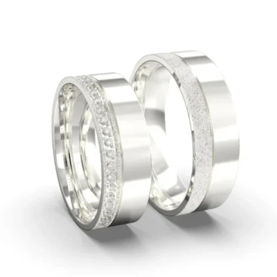 Par de Alianças em Prata 950 Square 8mm – Timeless Harmony