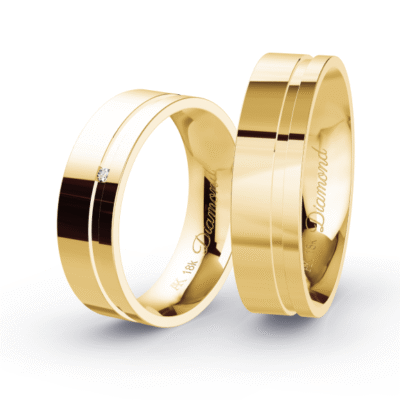 Alianças one Diamond Square 6mm - Golden Harmony