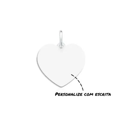 Pingente coração 10mm escrita personalizável prata 925