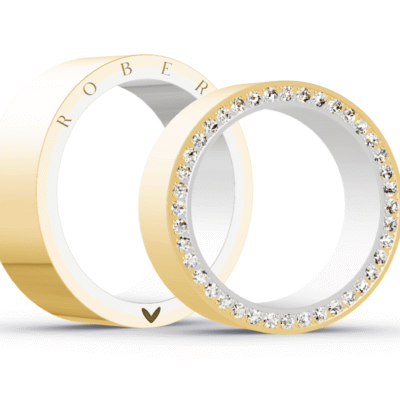 Aliança Moeda Cravejada Lateral Linha Premium - 8mm