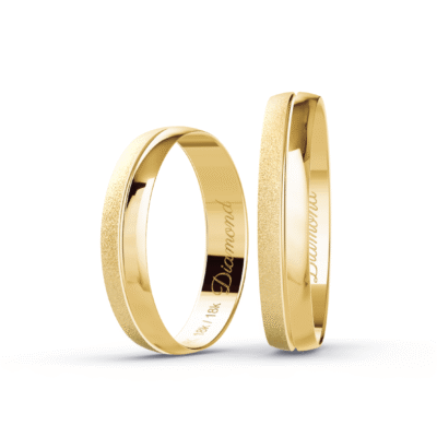 Aliança Boleada 4mm meia Diamantada