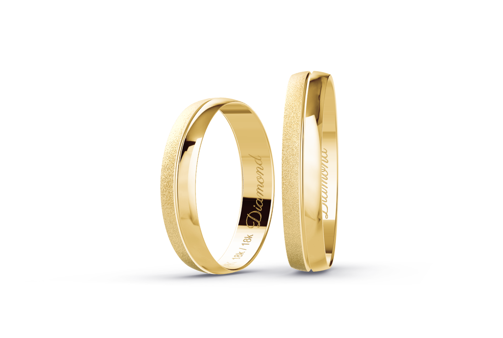 Aliança Boleada 4mm meia Diamantada