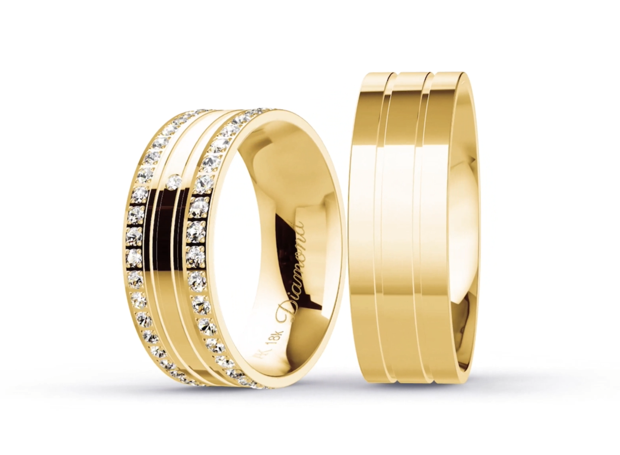 Aliança Square 8mm - Golden Trinity Brilliance