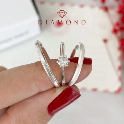 Aliança Prata – Shine Diamond 4mm + Solitário