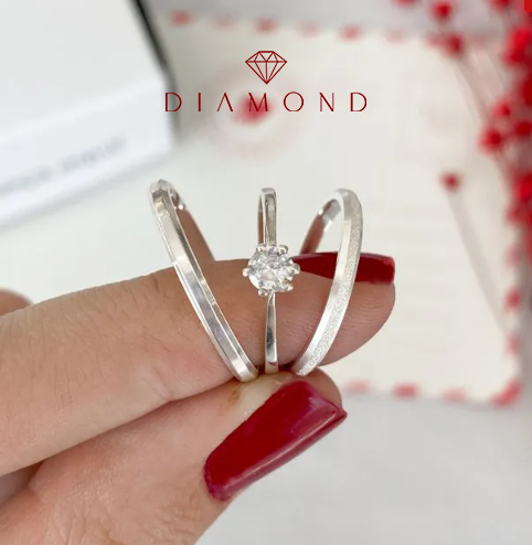 Aliança Prata – Shine Diamond 4mm + Solitário
