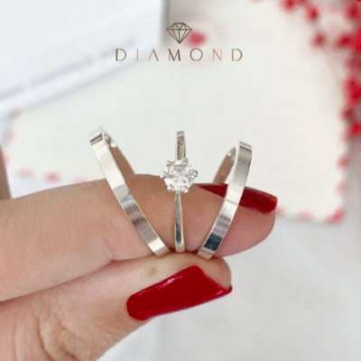 Aliança Prata – Classic Square 4 mm + Solitário