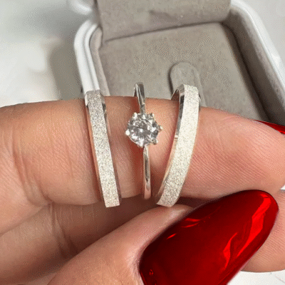 Aliança Prata Seren - 4mm +Solitário